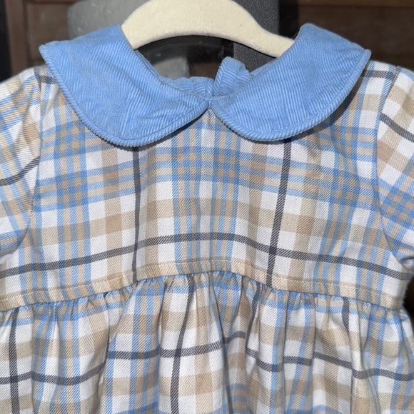 Stitchy Fish plaid bubble romper peter pan corduroy baby girl long sleeve ruffle - Picture 2 of 7